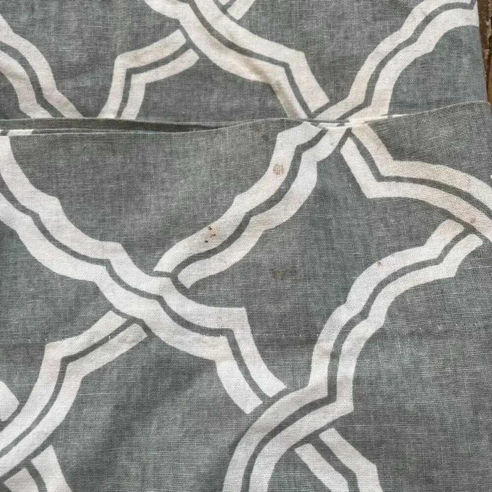 Pottery Barn Kendra Trellis Linen Blend Curtain Panel 50 x 96 in Gray/Blue